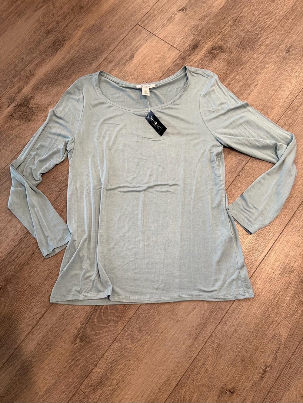 White House Black Market Light Blue Scoop Neck Long Sleeve Top
